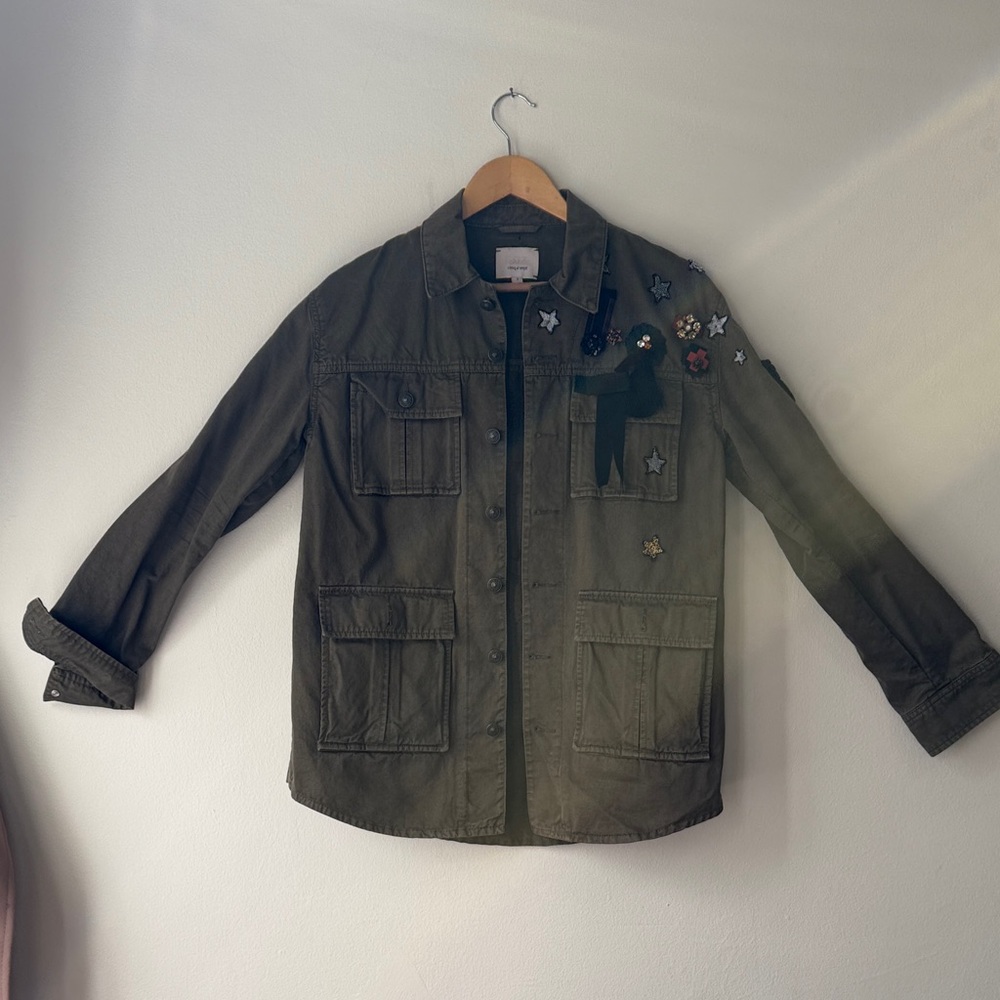 Cinq á Sept  Embroidered Olive Jacket